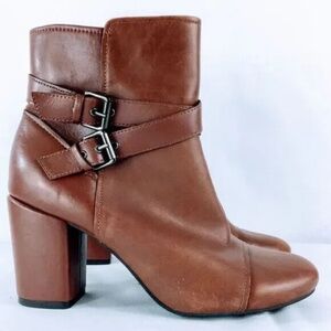 Easy Spirit Womens Boot Brown Leather Block Heel Espatara Anti Gravity Sz 7.5